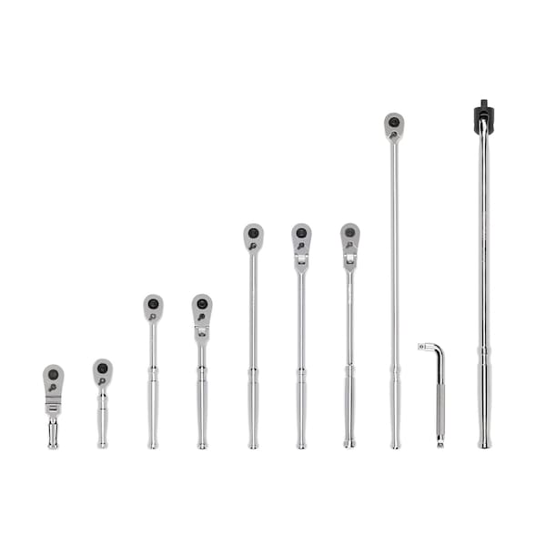 3/8 Inch Drive Quick-Release Ratchet, L-Handle, and Breaker Bar Set (10-Piece)